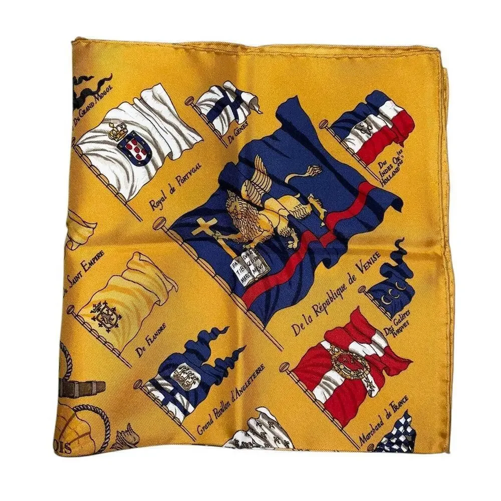 Hermes Carré 45cm 16” Square PAVOIS Silk Scarf Yellow x Multicolor W/Box - Picture 11 of 16